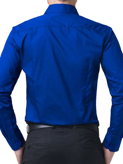 men royal blue designer shirt.